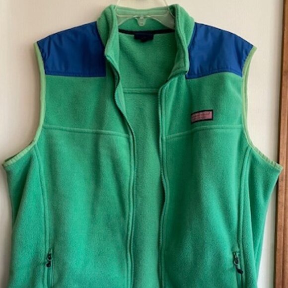 VINEYARD VINES Shep Vest Fleece Zip Front Sleeveless Green Blue Mens L - Picture 3 of 16